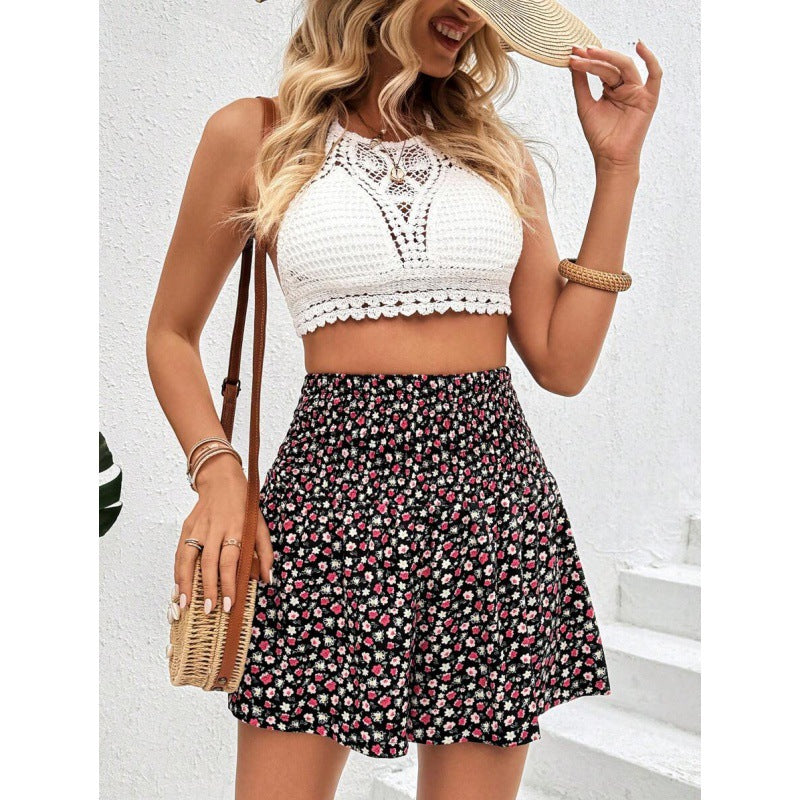 Damen Sommerkleid Kurz Floralmuster Elastischer Bund Norvielle - Norvielle