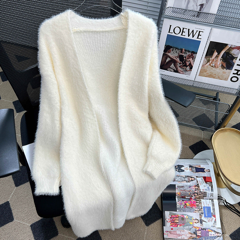 Damen Flauschstrickjacke Offener Schnitt Norvielle - Norvielle