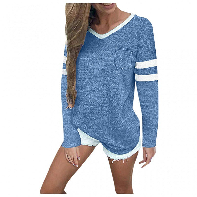 Damen Pullover Streifen-Design Lässig Beige