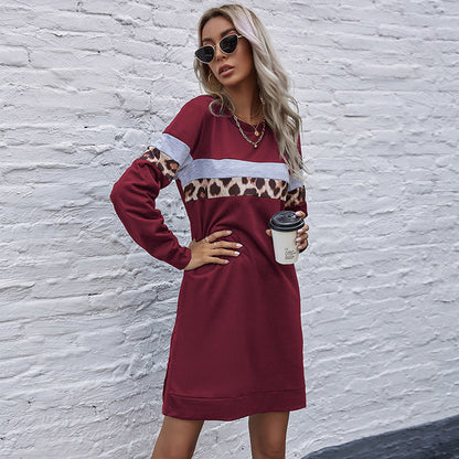 Damen Sweatshirt-Kleid Tiermuster Strukturierte Ärmel Norvielle