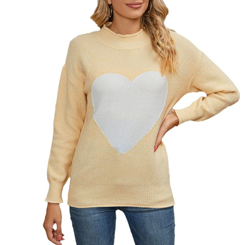 Damen Pullover Herz-Print Norvielle
