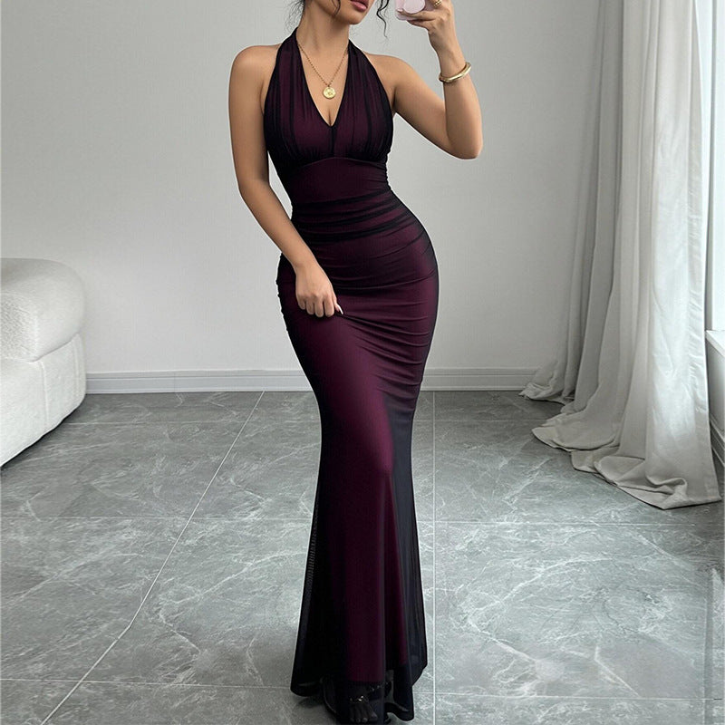 Damen Abendkleid V-Ausschnitt Raffung Norvielle