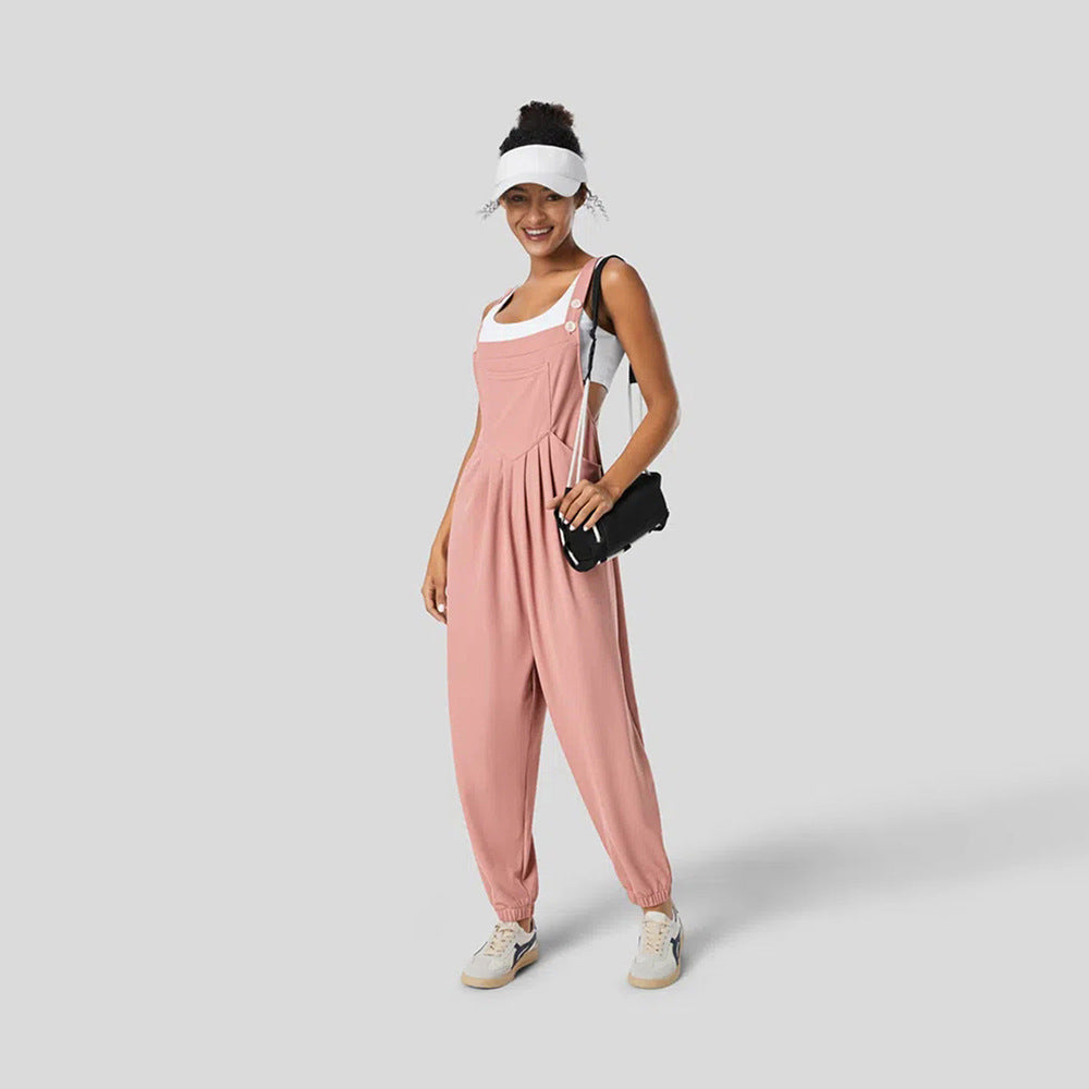 Damen Jumpsuit Lässig Schick Taschen Schwarz Norvielle - Norvielle