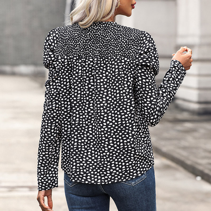 Damen Bluse Puffärmel Punktenmuster Norvielle