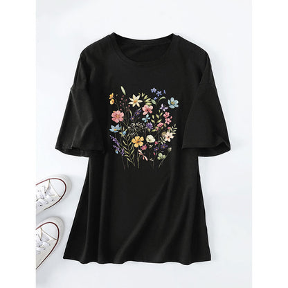 Damen Sommerbluse Floralmuster Baumwolle Blumenweiß