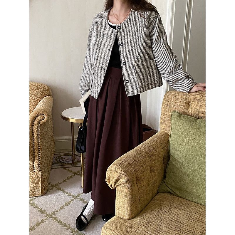 Damen Elegante Jacke Feine Textur Knöpfe Norvielle