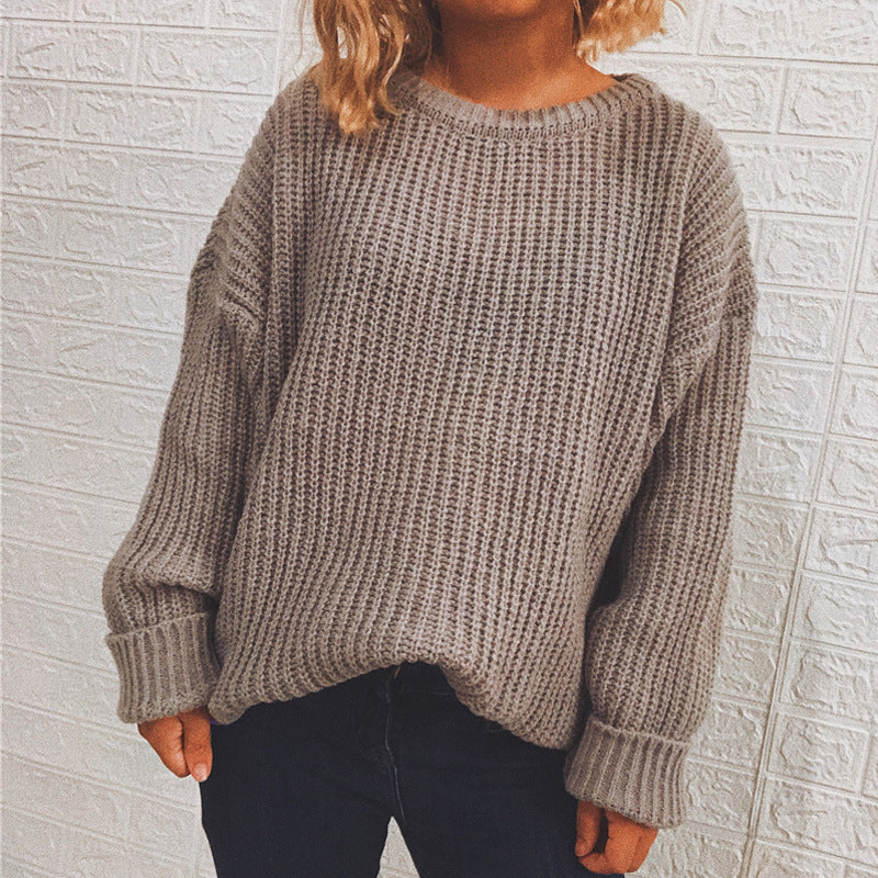 Damen Grobstrickpullover Oversized Lässige Ärmel - Norvielle