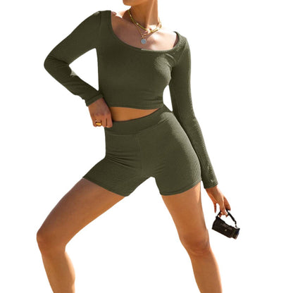 Damen Crop- und Shorts-Set Langärmlig Norvielle