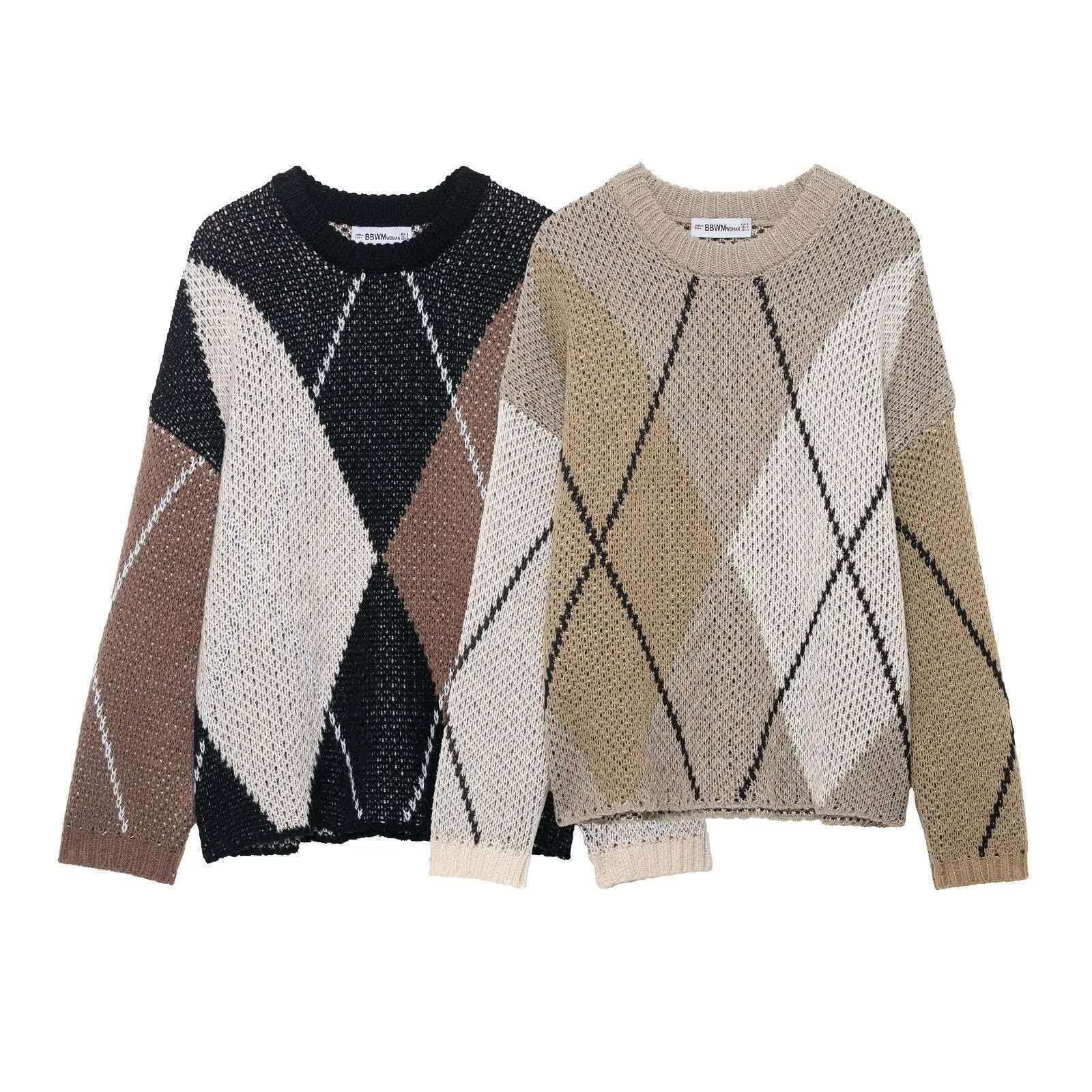 Damen Pullover Rautenmuster Norvielle - Norvielle