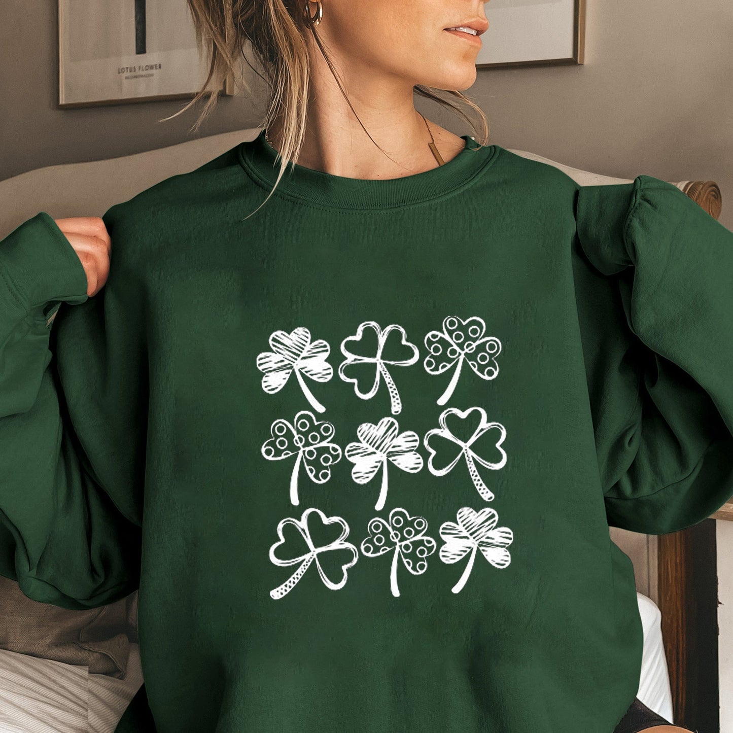 Damen Sweatshirt Kleeblatt-Motiv Norvielle
