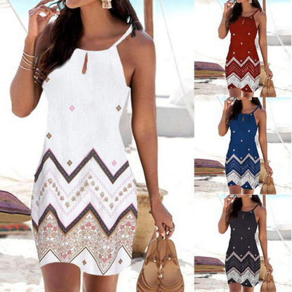 Damen Minikleid Tribal-Print Verstellbare Träger Sommer Norvielle - Norvielle