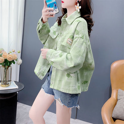 Damen Denimjacke Floralmuster Blau - Norvielle