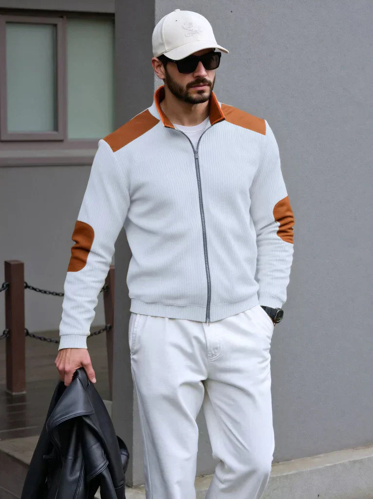 Herren Strickcardigan Reißverschluss Rippenmuster