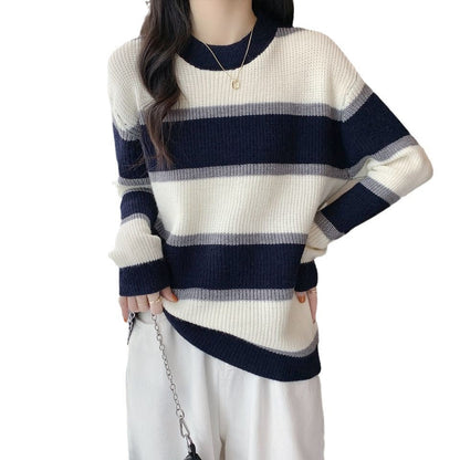 Damen Pullover Lässig Farbenfroh Streifenmuster