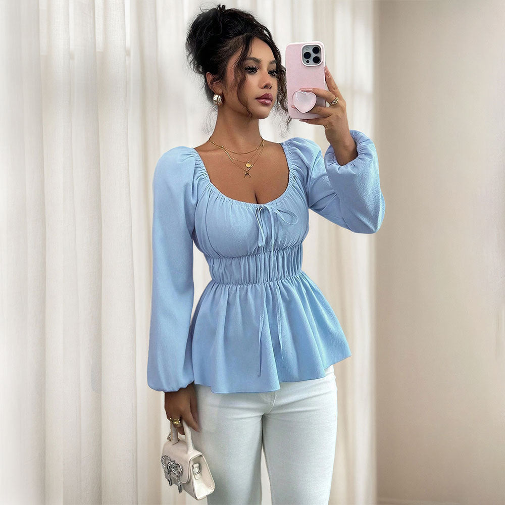 Damen Bluse mit Tailleneinsatz und Volumenärmeln Norvielle - Norvielle