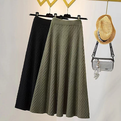 Damen Midirock Chevron-Muster Elegant