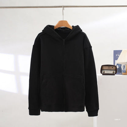 Damen Fleece-Hoodie Durchgehender Reißverschluss Kängurutaschen