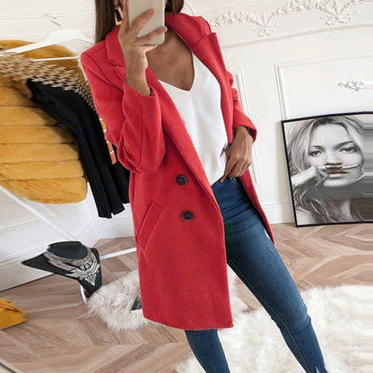 Damen Longblazer Doppelter Knopfleiste Wärmer Norvielle