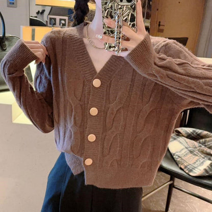Damen Grobstrickjacke Weiches Material Beige
