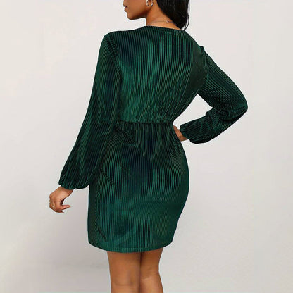 Damen Wickelkleid V-Ausschnitt Rüschendetails Norvielle