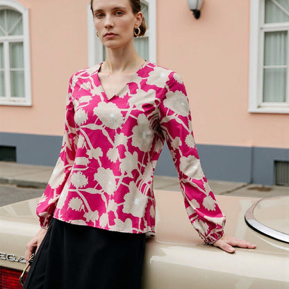 Damen Bluse Floralmuster Weiches Viskose