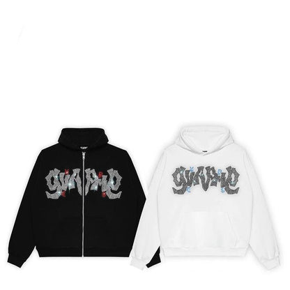 Damen Kapuzenjacke Glitzerdesign Reißverschluss