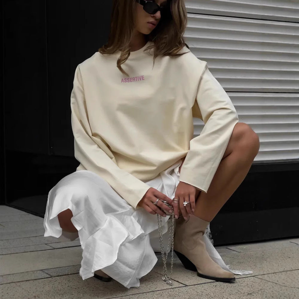 Damen Oversize Sweatshirt mit Druck Norvielle Grau
