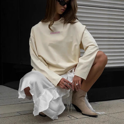 Damen Oversize Sweatshirt mit Druck Norvielle Grau