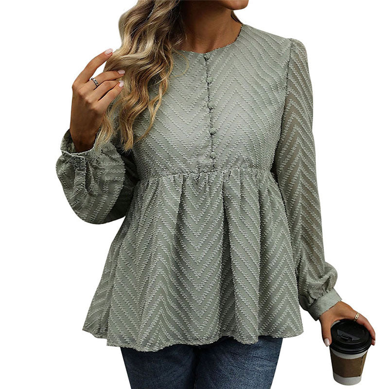 Damen Bluse Rüschendetails Zickzackmuster Elegantes Design