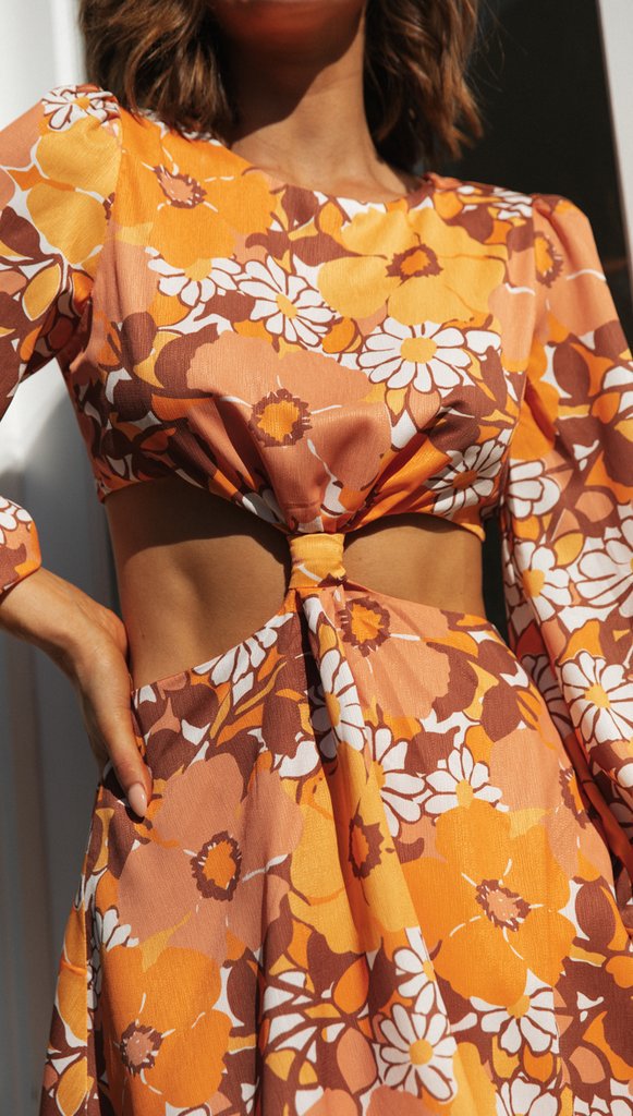 Damen Minikleid Florales Design Cut-Out-Details