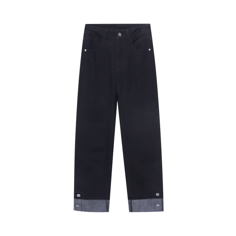Damen Hochtaillierte Jeans Umschlag-Saum
