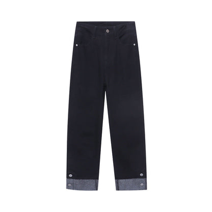 Damen Hochtaillierte Jeans Umschlag-Saum