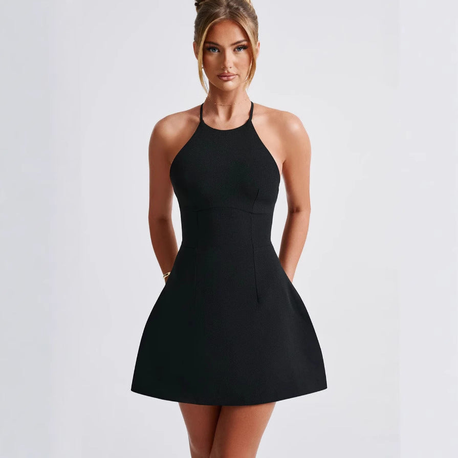 Damen A-Linien Minikleid Schmales Halterdesign Figurschmeichelnd
