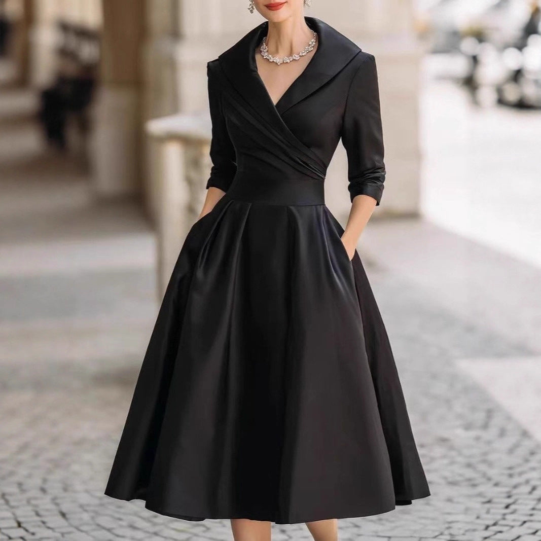 Damen Wickelkleid mit Schößchen und Taschen Norvielle