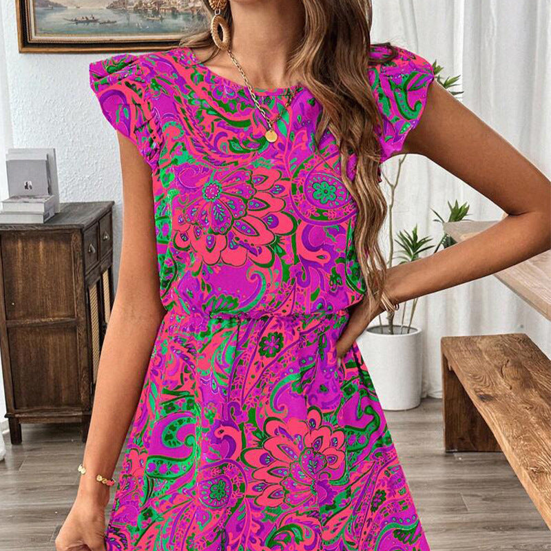 Damen Minikleid Rüschendetails Floralmuster Norvielle