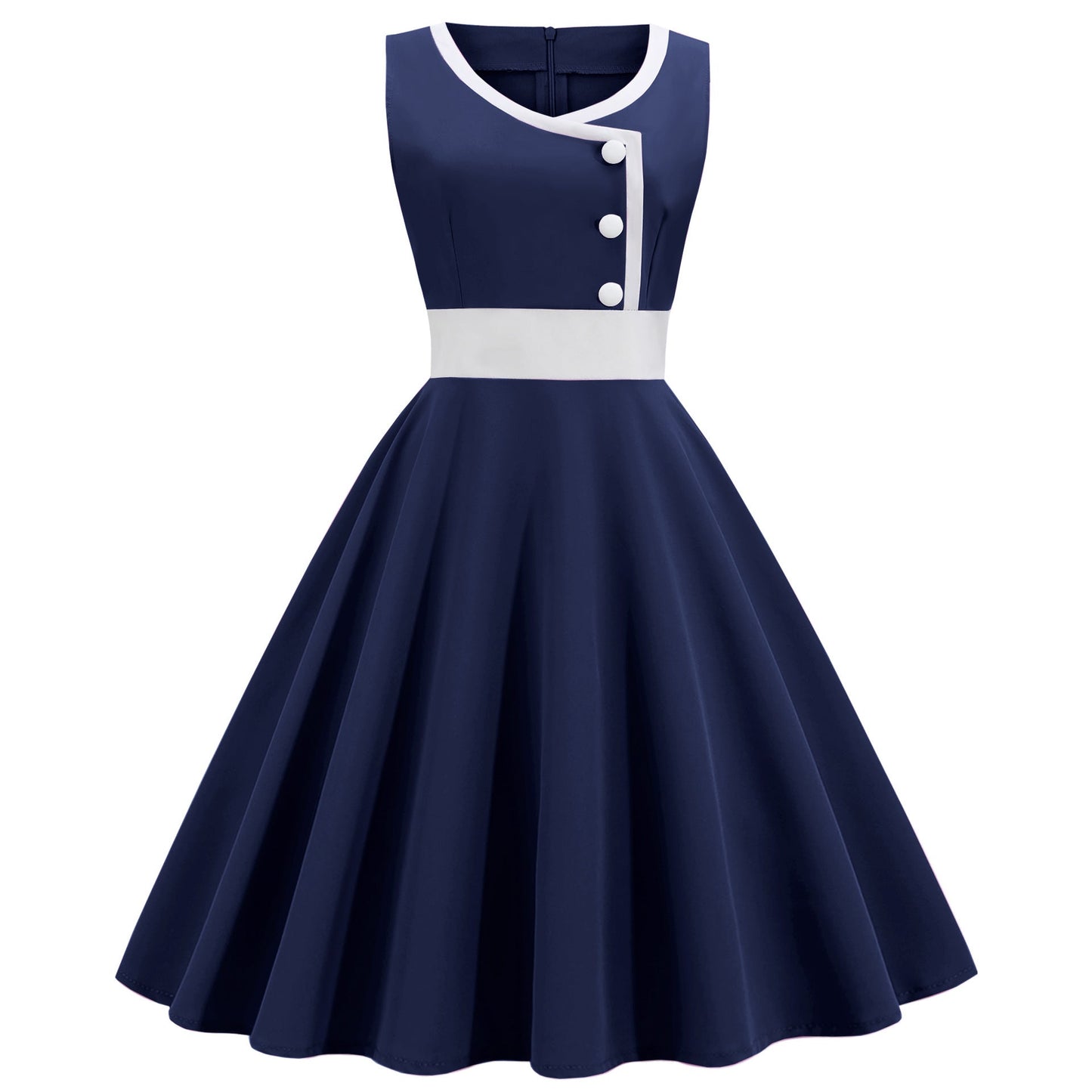 Damen A-Linien Swingkleid mit Knöpfen Norvielle
