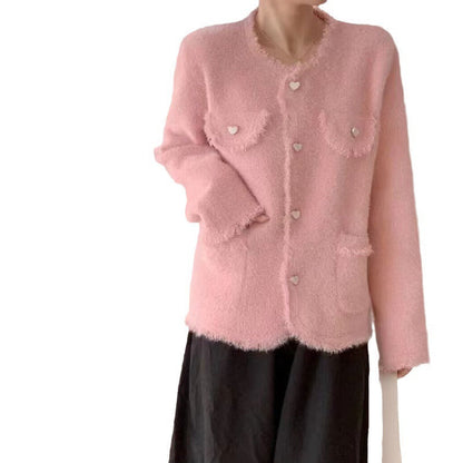 Damen Flauschcardigan mit Herzendetails