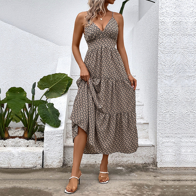Damen Maxikleid Spaghettiträger Rüschendetails Norvielle - Norvielle