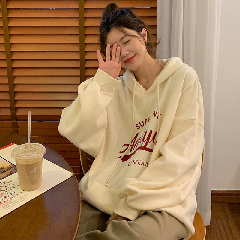 Damen Hoodie Moderner Schriftzug Lässig
