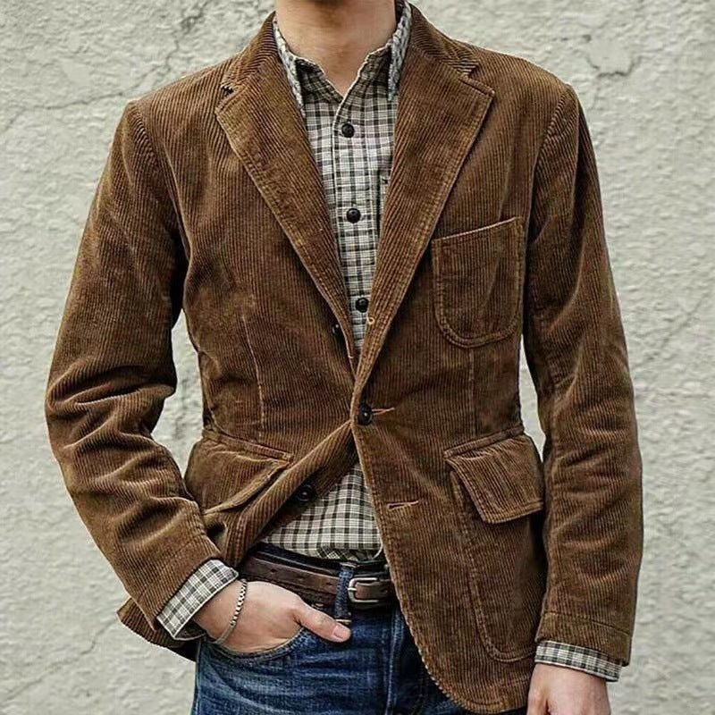 Herren Cordanzug Set mit Weste und Jacke Elegantes 2-teiliges Sakko