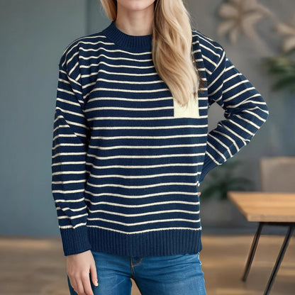 Damen Pullover Gestreift Lässig Breite Ärmel Norvielle - Norvielle