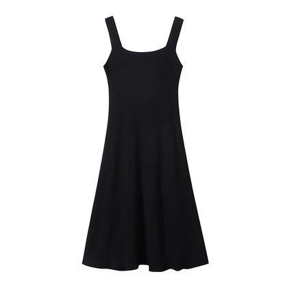 Damen Midi-Kleid Quadrat-Ausschnitt Fließender Schnitt