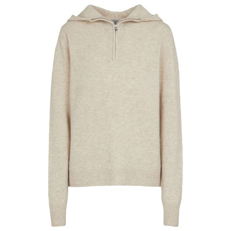 Damen Strickpullover mit Kapuze und Reißverschluss Norvielle