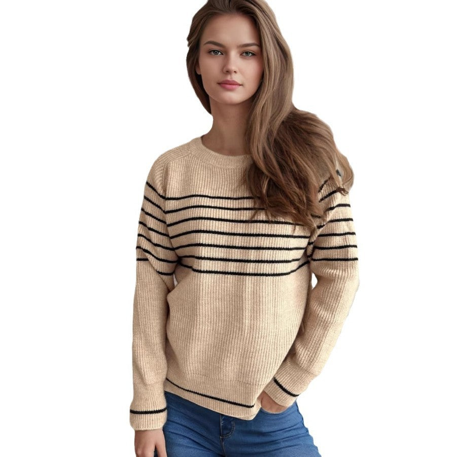 Damen Pullover Maritimes Streifenmuster Weich Norvielle