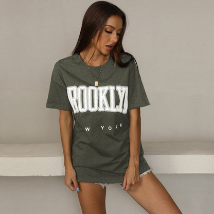Damen Oversized T-Shirt Brooklyn-Print Norvielle