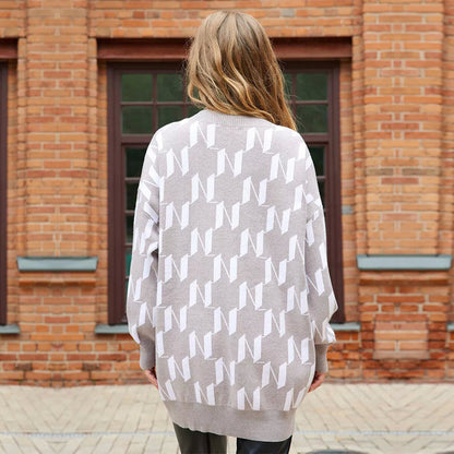 Damen Strickcardigan Große Knöpfe Taschen Norvielle