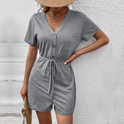 Damen Kurzoverall mit Gürtel und Knöpfen Norvielle - Norvielle