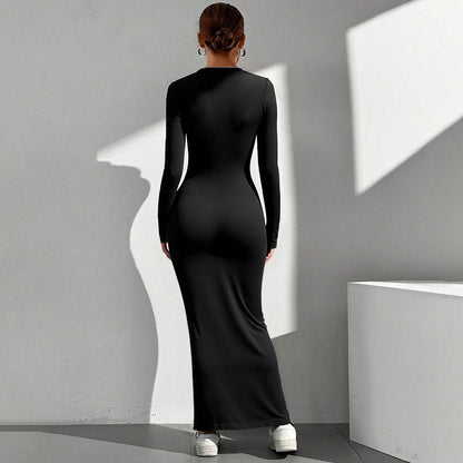 Damen Maxikleid V-Ausschnitt Knotenverschluss Norvielle