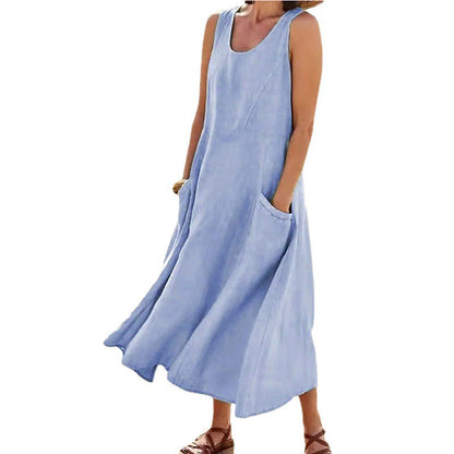 Damen Maxikleid Praktische Taschen Weite Silhouette Norvielle