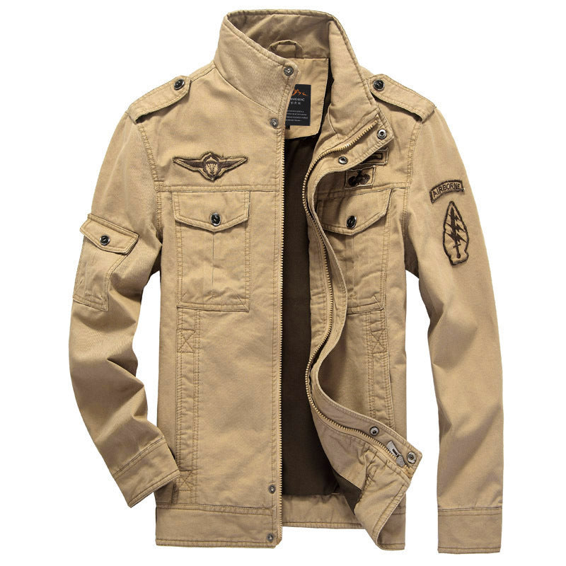 Herren Militaryjacke Stehkragen Taschen